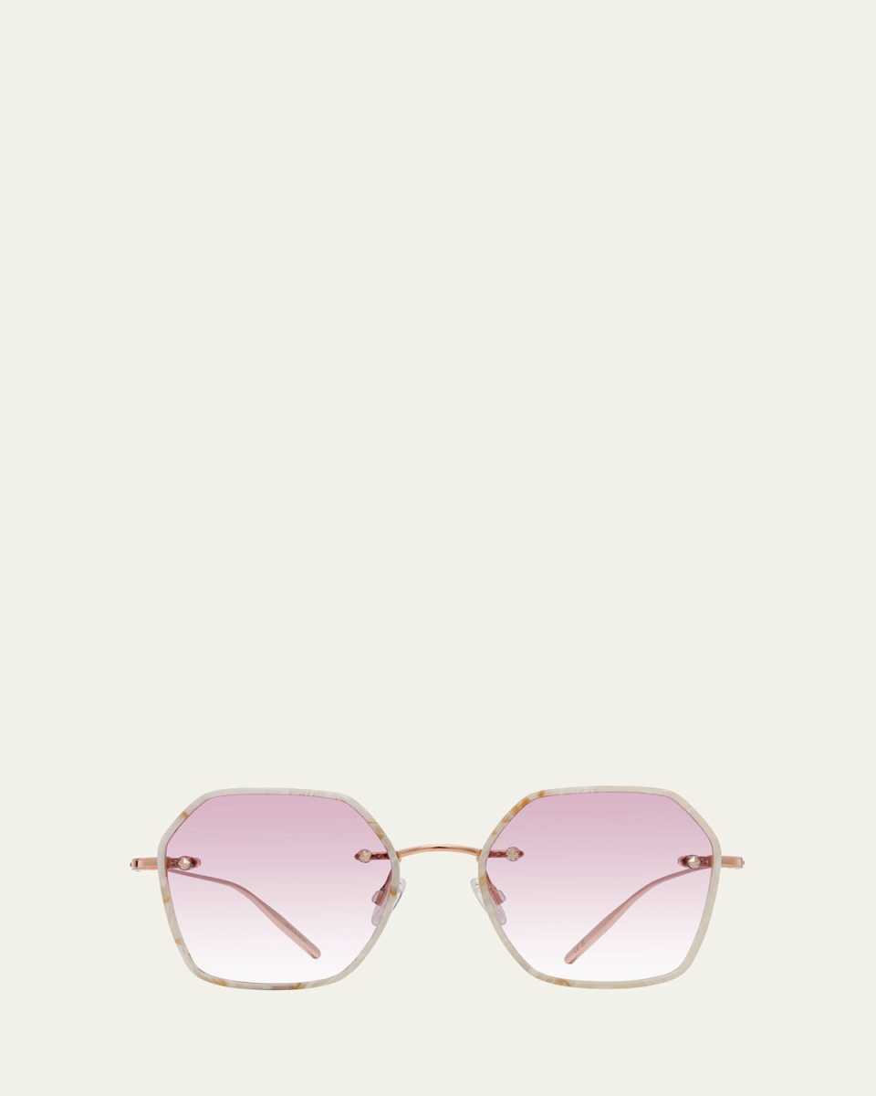 Rhonda Rose Gold Titanium & Acetate Square Sunglasses